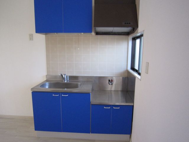 Kitchen. It is cute in a blue kitchen. 