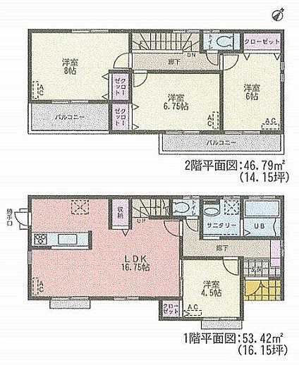 Floor plan. 25,880,000 yen, 4LDK, Land area 127.66 sq m , Building area 100.21 sq m
