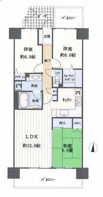 Floor plan. 3LDK, Price 18,800,000 yen, Occupied area 77.01 sq m , Balcony area 15.7 sq m