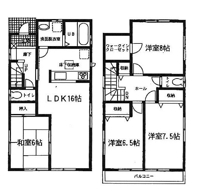 Floor plan. (Building 2), Price 20.8 million yen, 4LDK, Land area 124.51 sq m , Building area 106 sq m
