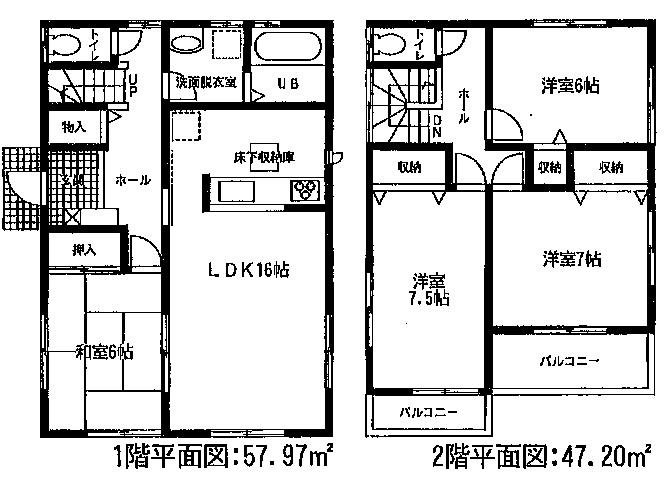 Floor plan. (1 Building), Price 29,800,000 yen, 4LDK, Land area 144.07 sq m , Building area 105.17 sq m