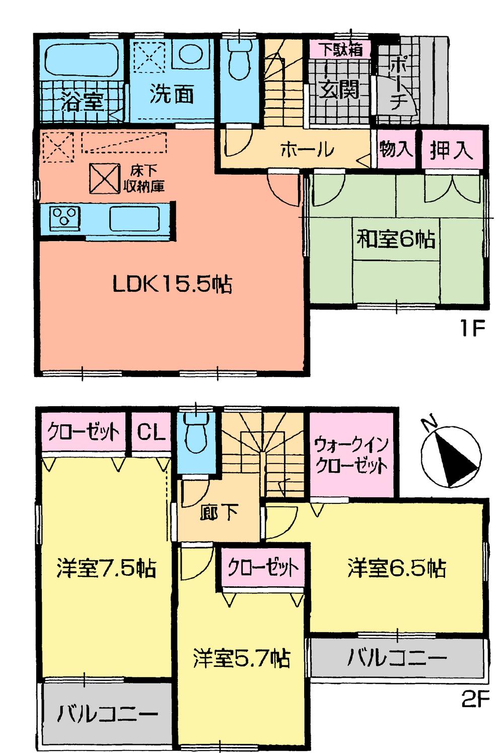 Floor plan. 29,800,000 yen, 4LDK, Land area 136.55 sq m , Building area 97.61 sq m
