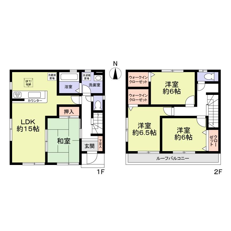 Floor plan. 32,200,000 yen, 4LDK, Land area 145.69 sq m , Building area 97.73 sq m 4LDK