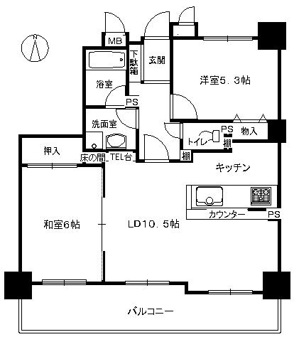 Floor plan. 2LDK, Price 12.9 million yen, Occupied area 58.85 sq m , Balcony area 8.74 sq m