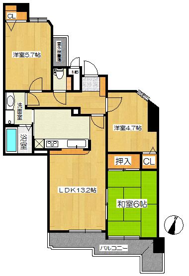 Floor plan. 3LDK, Price 13,900,000 yen, Occupied area 66.28 sq m floor plan