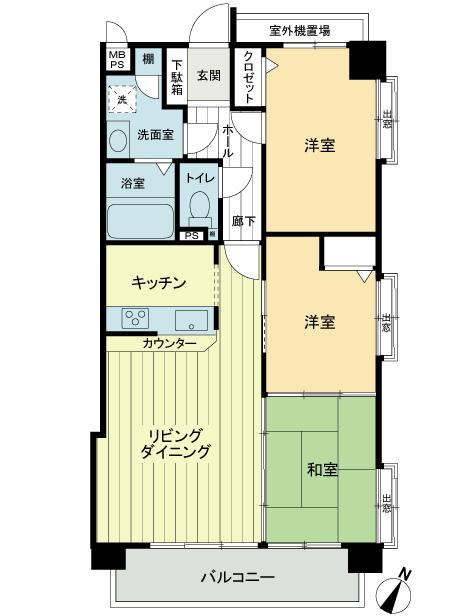 Floor plan. 3LDK, Price 8.9 million yen, Occupied area 67.57 sq m , Balcony area 8.09 sq m 3LDK occupied area 67.57 sq m