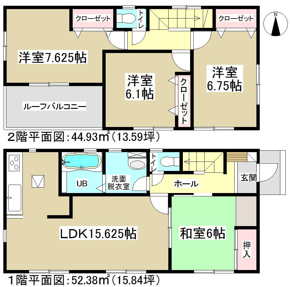 Floor plan. (1 Building), Price 33,800,000 yen, 4LDK, Land area 113.96 sq m , Building area 97.31 sq m