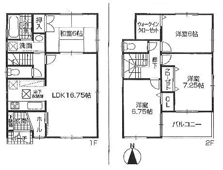 Floor plan. (Building 2), Price 27,800,000 yen, 4LDK, Land area 134.85 sq m , Building area 98.83 sq m