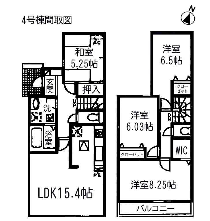 Floor plan. (4 Building), Price 27,800,000 yen, 4LDK, Land area 109.25 sq m , Building area 97.72 sq m