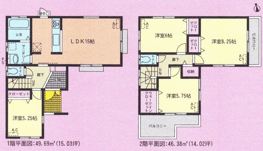 Floor plan. 34,800,000 yen, 4LDK, Land area 125.69 sq m , Building area 96.07 sq m