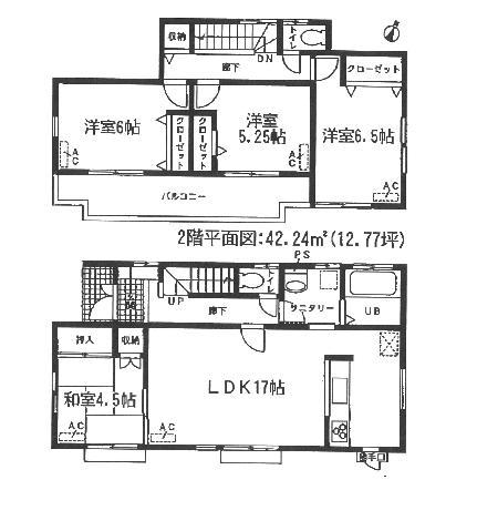 Floor plan. (3 Building), Price 29,800,000 yen, 4LDK, Land area 137.84 sq m , Building area 96.07 sq m