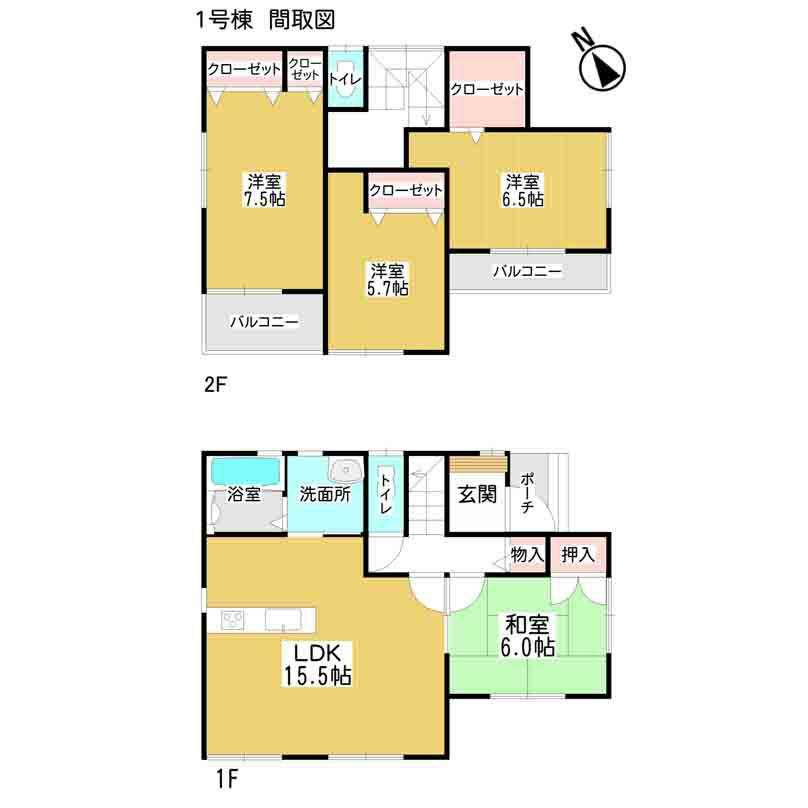 Floor plan. 29,800,000 yen, 4LDK, Land area 136.55 sq m , Building area 97.61 sq m