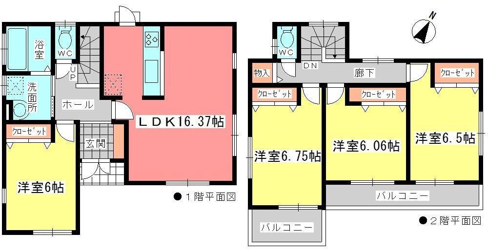 Floor plan. (1 Building), Price 28,880,000 yen, 4LDK, Land area 118.89 sq m , Building area 100 sq m