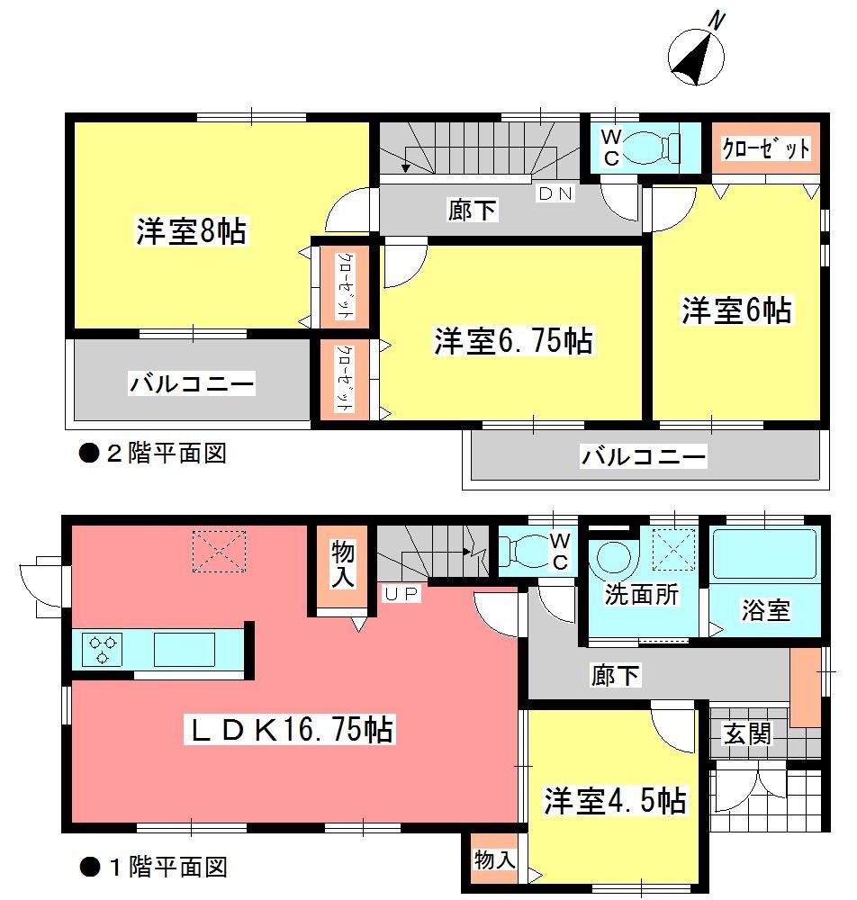 Floor plan. (Building 2), Price 25,880,000 yen, 4LDK, Land area 127.66 sq m , Building area 100.21 sq m