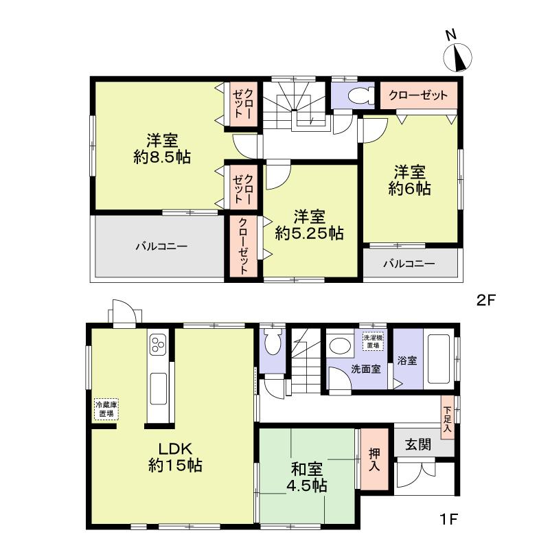Floor plan. 31,800,000 yen, 4LDK, Land area 138.13 sq m , Building area 96.07 sq m 3 Building