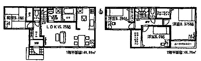 Floor plan. (1 Building), Price 28.8 million yen, 4LDK, Land area 103.84 sq m , Building area 96.48 sq m