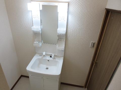Wash basin, toilet. Because the vanity is down and replace with a new one, You can use comfortably.