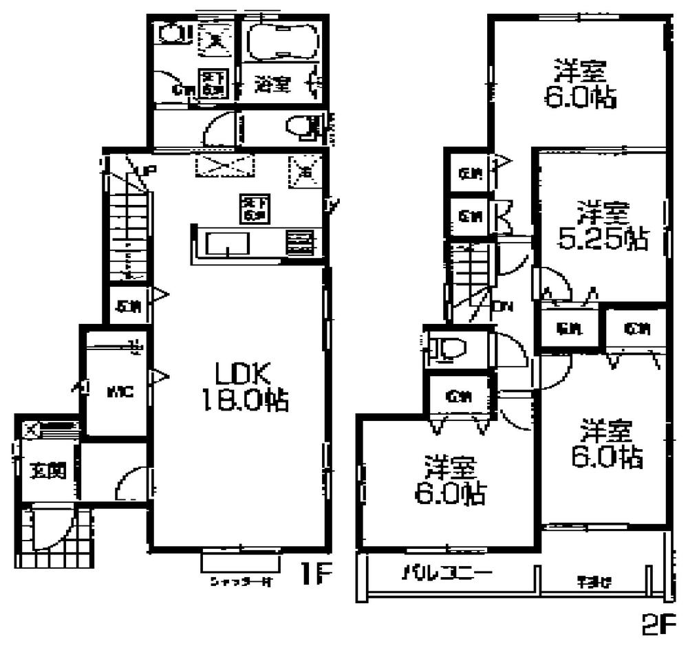 Floor plan. (1 Building), Price 28,900,000 yen, 4LDK, Land area 126.39 sq m , Building area 102.26 sq m