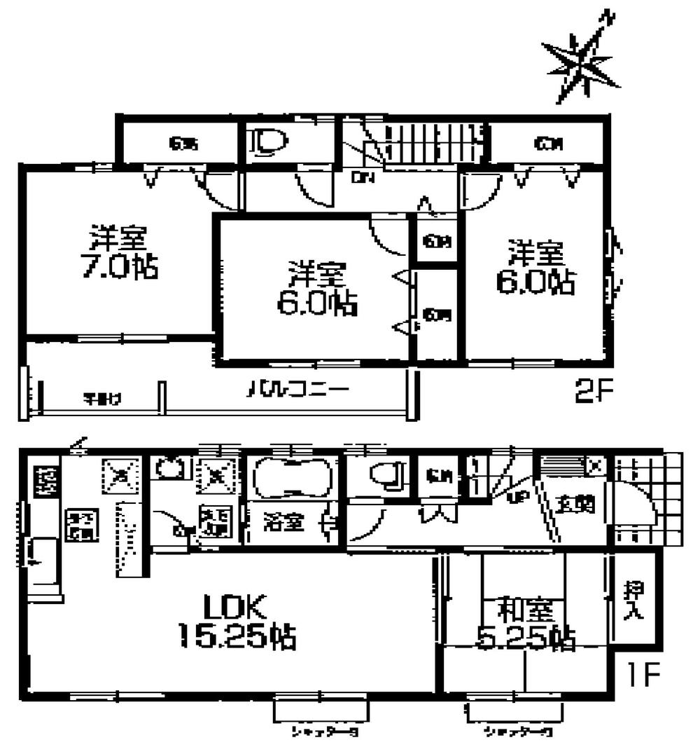 Floor plan. (Building 2), Price 27,900,000 yen, 4LDK, Land area 124.42 sq m , Building area 97.71 sq m