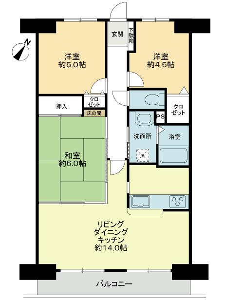 Floor plan. 3LDK, Price 13,900,000 yen, Footprint 66.4 sq m , Balcony area 8.37 sq m