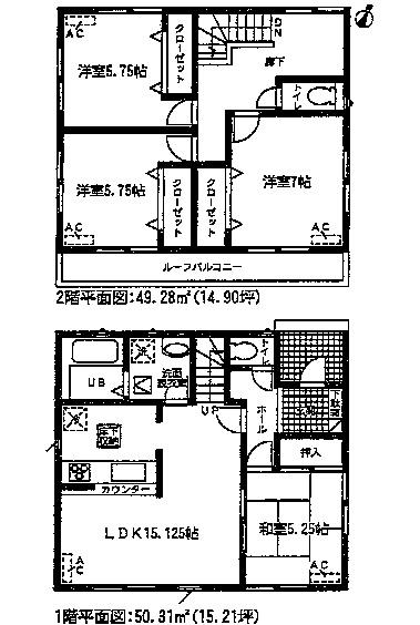 Floor plan. (1 Building), Price 24.5 million yen, 4LDK, Land area 127.33 sq m , Building area 99.59 sq m
