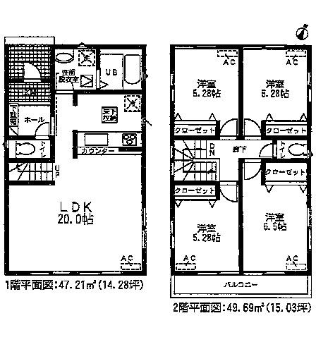 Floor plan. (3 Building), Price 22.5 million yen, 4LDK, Land area 131.73 sq m , Building area 96.9 sq m