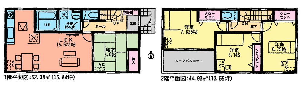 Floor plan. (1 Building), Price 33,800,000 yen, 4LDK, Land area 115.34 sq m , Building area 97.31 sq m