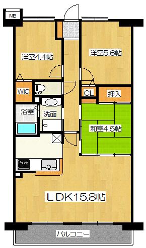 Floor plan. 3LDK, Price 13.5 million yen, Footprint 66.4 sq m , Balcony area 8.37 sq m floor plan