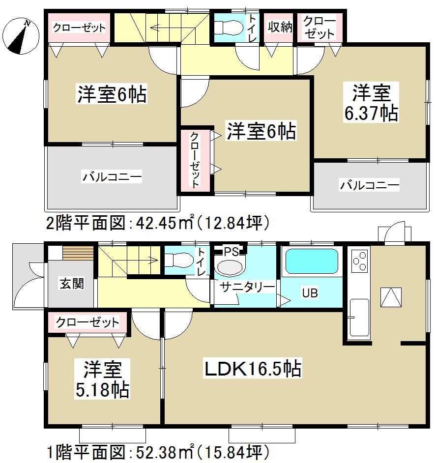 Floor plan. (1 Building), Price 28.8 million yen, 4LDK, Land area 137.61 sq m , Building area 94.83 sq m