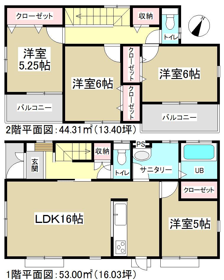 Floor plan. (Building 2), Price 28.8 million yen, 4LDK, Land area 137.82 sq m , Building area 97.31 sq m