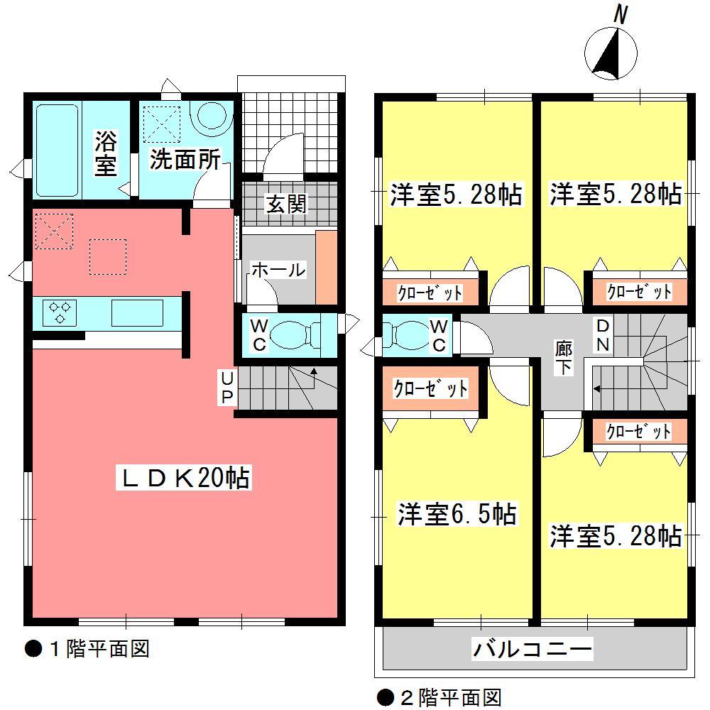 Floor plan. (Building 2), Price 22,900,000 yen, 4LDK, Land area 131.77 sq m , Building area 96.9 sq m