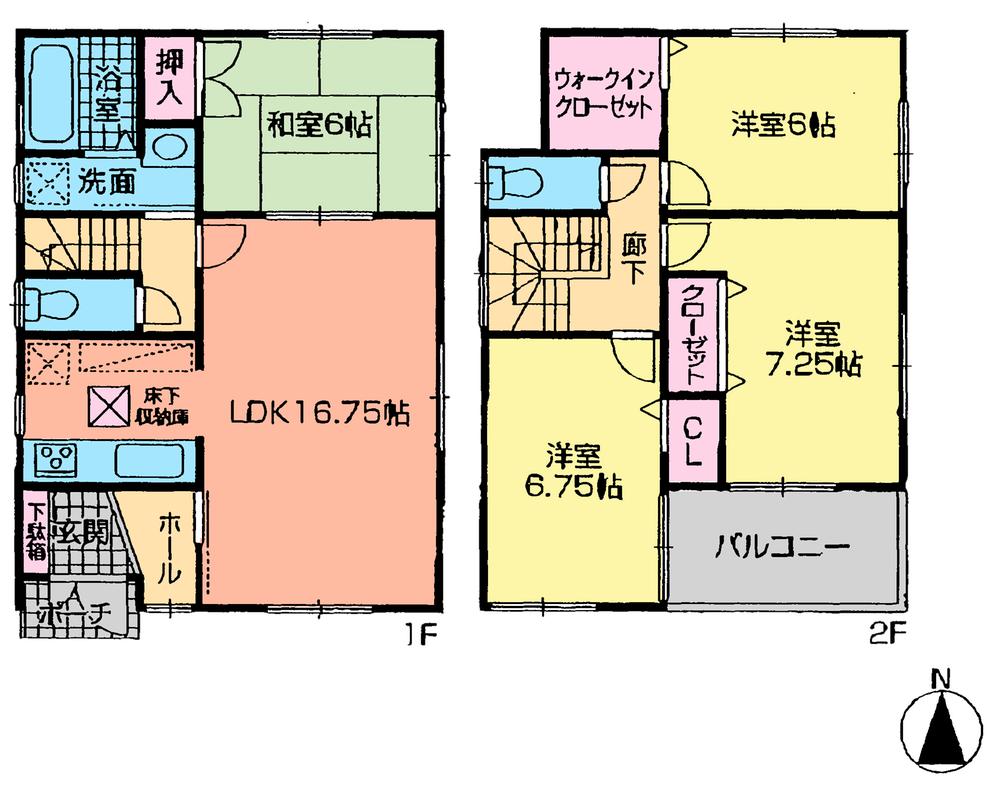 Floor plan. (Building 2), Price 27,800,000 yen, 4LDK, Land area 134.85 sq m , Building area 98.83 sq m