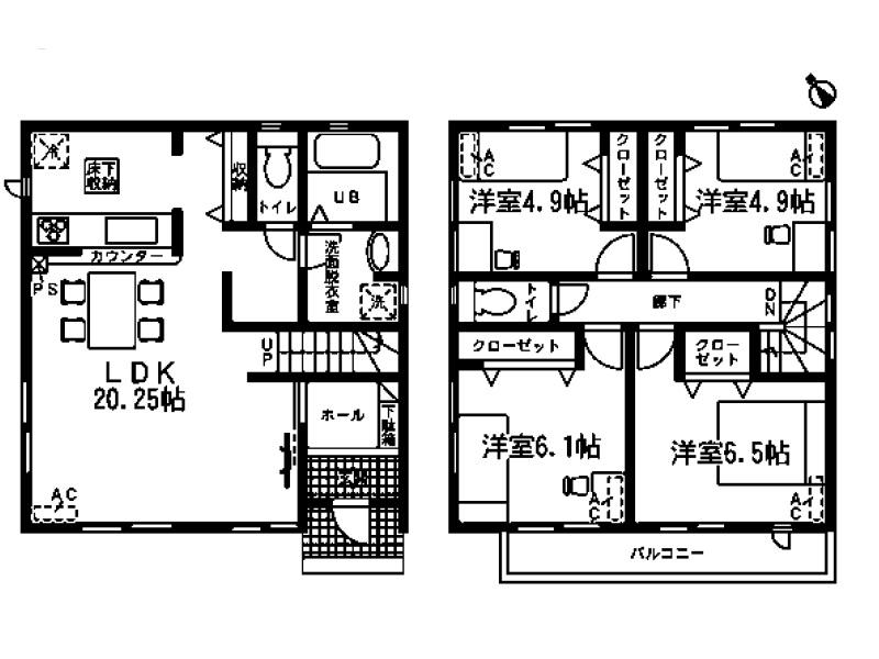 Floor plan. (3 Building), Price 26,900,000 yen, 4LDK, Land area 108.65 sq m , Building area 98.55 sq m