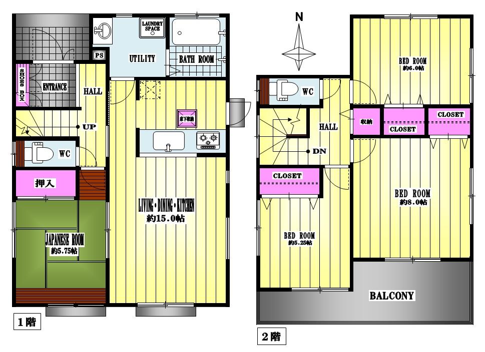 Floor plan. (4 Building), Price 27,800,000 yen, 4LDK, Land area 187.99 sq m , Building area 95.86 sq m