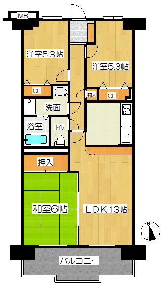 Floor plan. 3LDK, Price 14.9 million yen, Occupied area 67.23 sq m floor plan