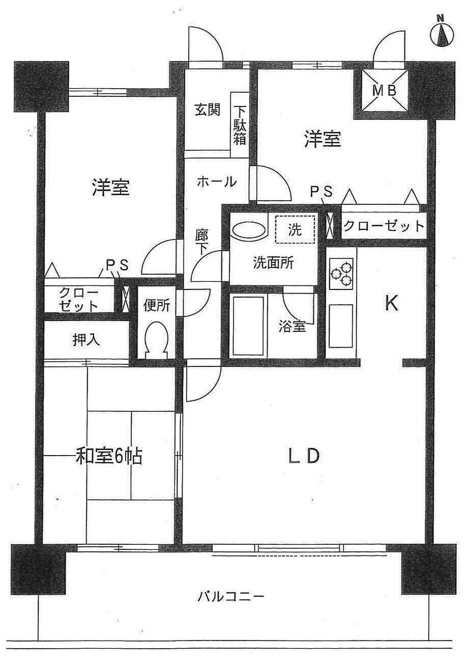 Floor plan. 3LDK, Price 12.8 million yen, Occupied area 71.05 sq m , Balcony area 13.86 sq m