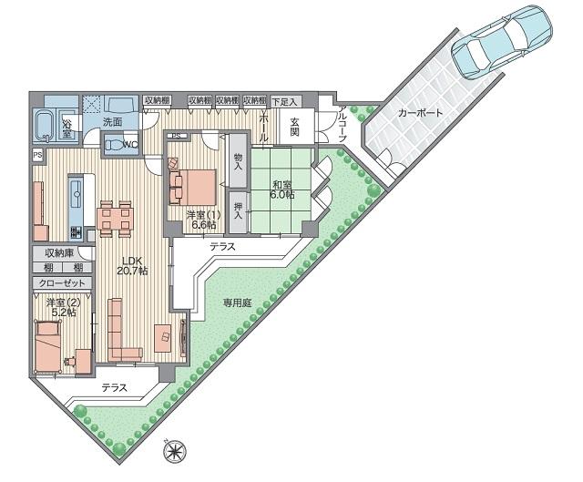 Floor plan. 3LDK + S (storeroom), Price 17.8 million yen, Occupied area 96.91 sq m , Balcony area 14.68 sq m