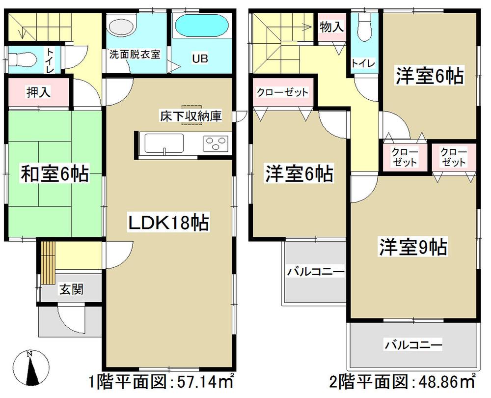 Floor plan. 34,800,000 yen, 4LDK, Land area 156.58 sq m , Building area 106 sq m   ◆ Facing south ◆ 