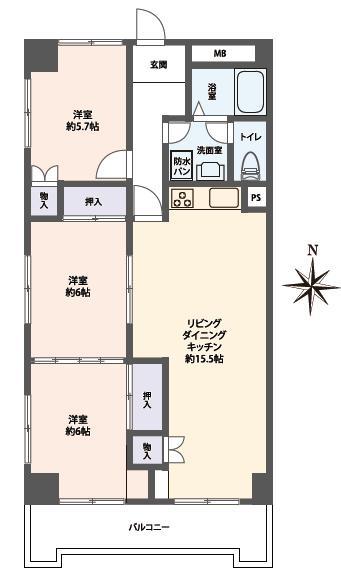 Floor plan. 3LDK, Price 8.9 million yen, Occupied area 73.71 sq m , Balcony area 2.46 sq m   ■ 3LDK renovation completed (October 2013 completion)