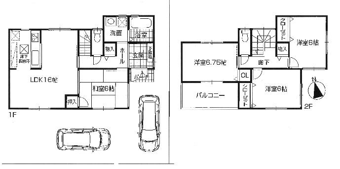 Floor plan. 24,800,000 yen, 4LDK, Land area 127.57 sq m , Building area 97.61 sq m