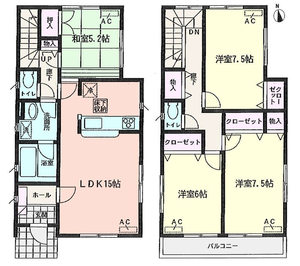 Floor plan. (Building 2), Price 25,900,000 yen, 4LDK, Land area 125.17 sq m , Building area 100.45 sq m