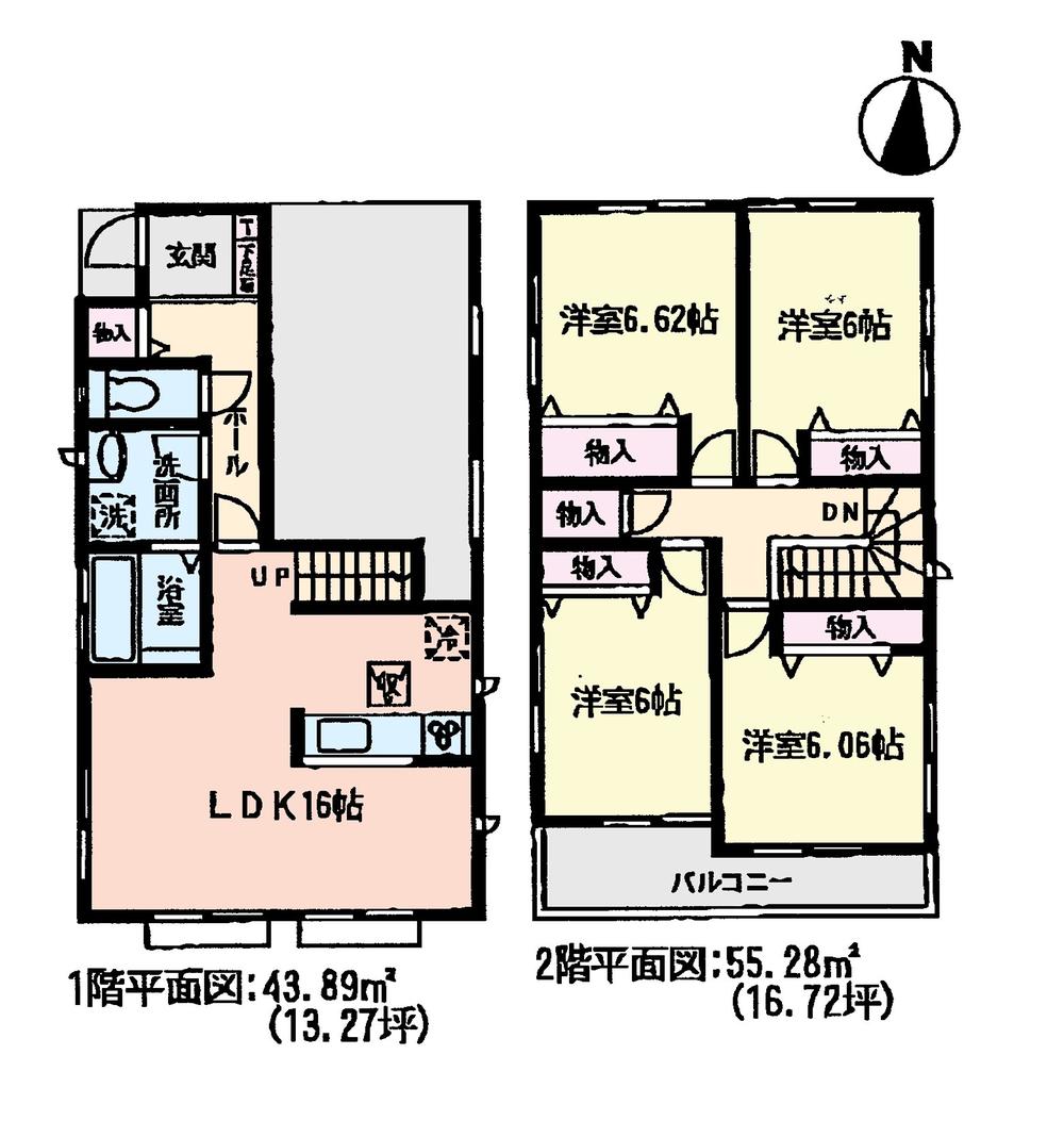 Floor plan. (B Building), Price 24,800,000 yen, 4LDK, Land area 108.01 sq m , Building area 99.17 sq m
