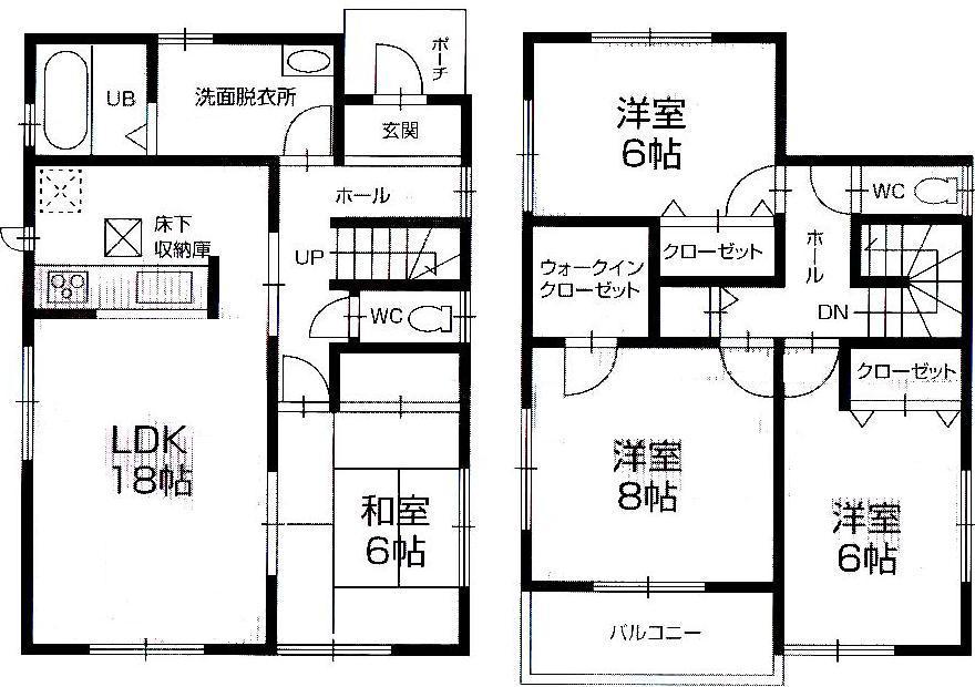 Floor plan. 32,800,000 yen, 4LDK, Land area 158.91 sq m , Building area 106 sq m