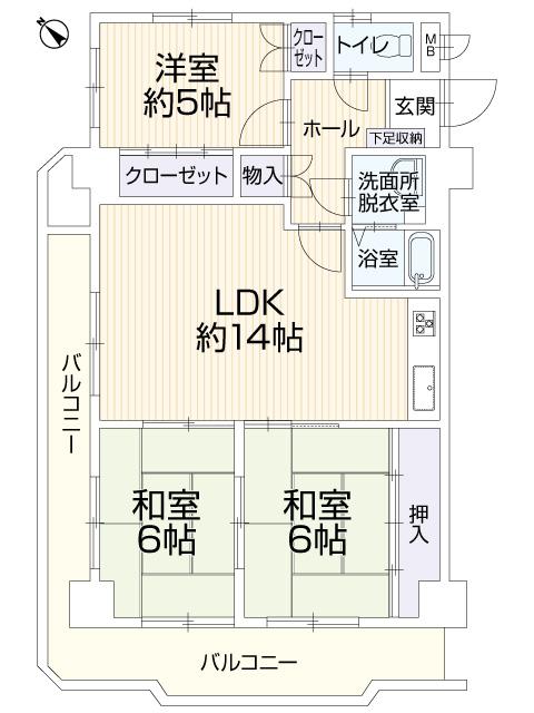 Floor plan. 3LDK, Price 10.8 million yen, Footprint 72.8 sq m , Balcony area 8.97 sq m