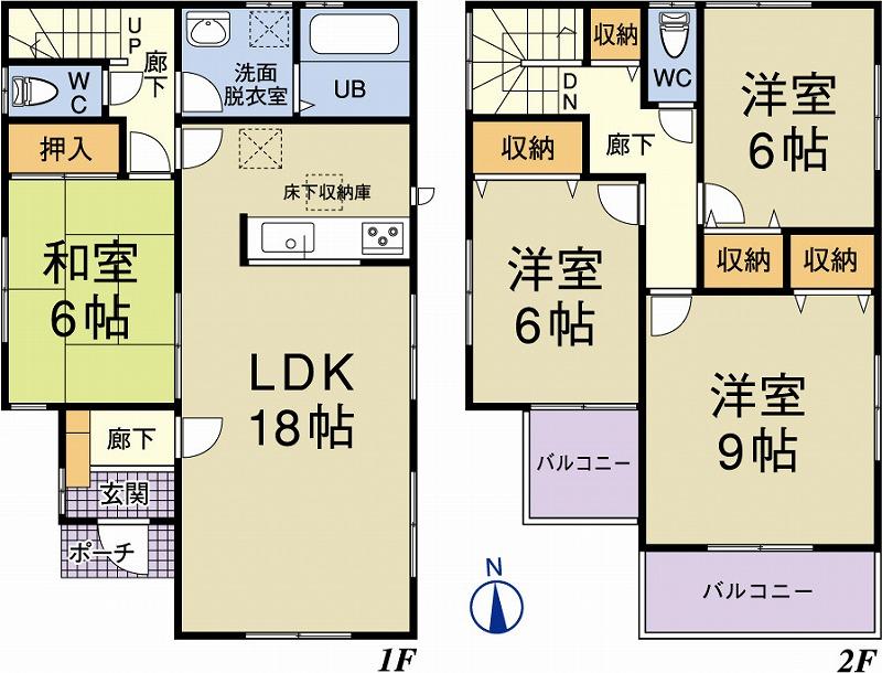 Floor plan. 34,800,000 yen, 4LDK, Land area 156.58 sq m , Building area 106 sq m