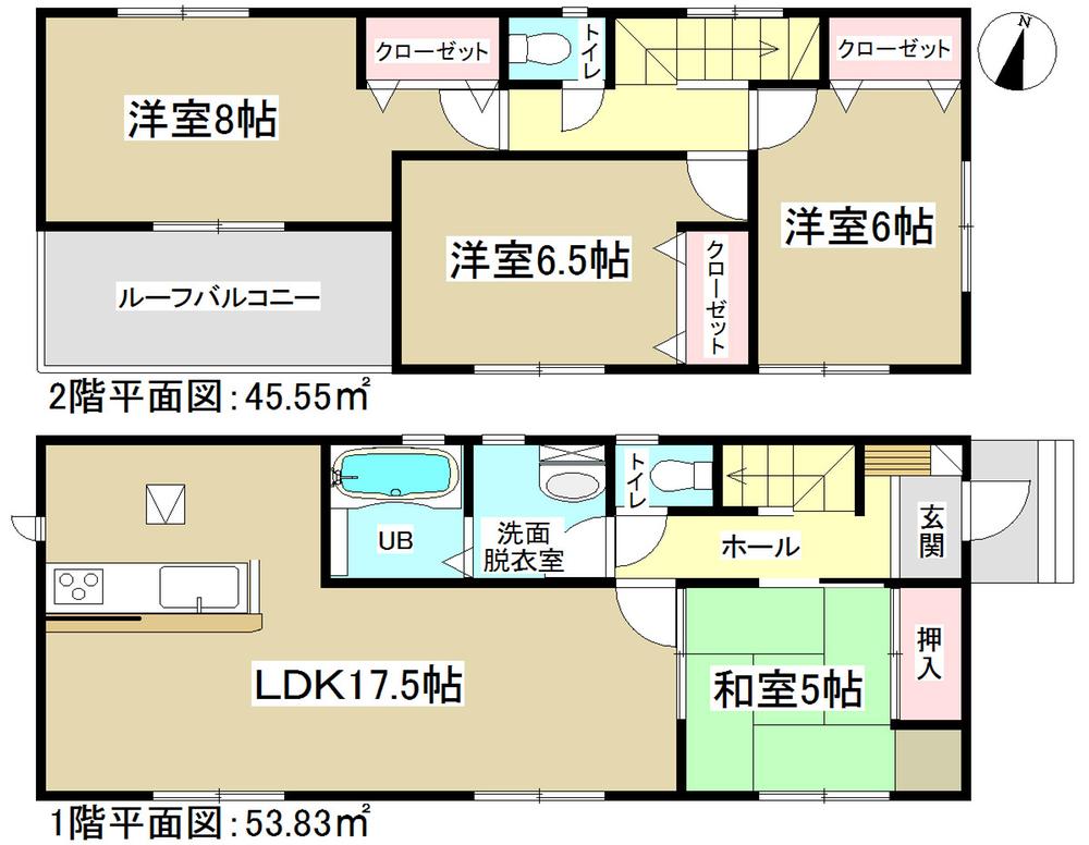 Floor plan. 22,800,000 yen, 4LDK, Land area 128.02 sq m , Building area 99.38 sq m   ◆ All the living room facing south ◆ 