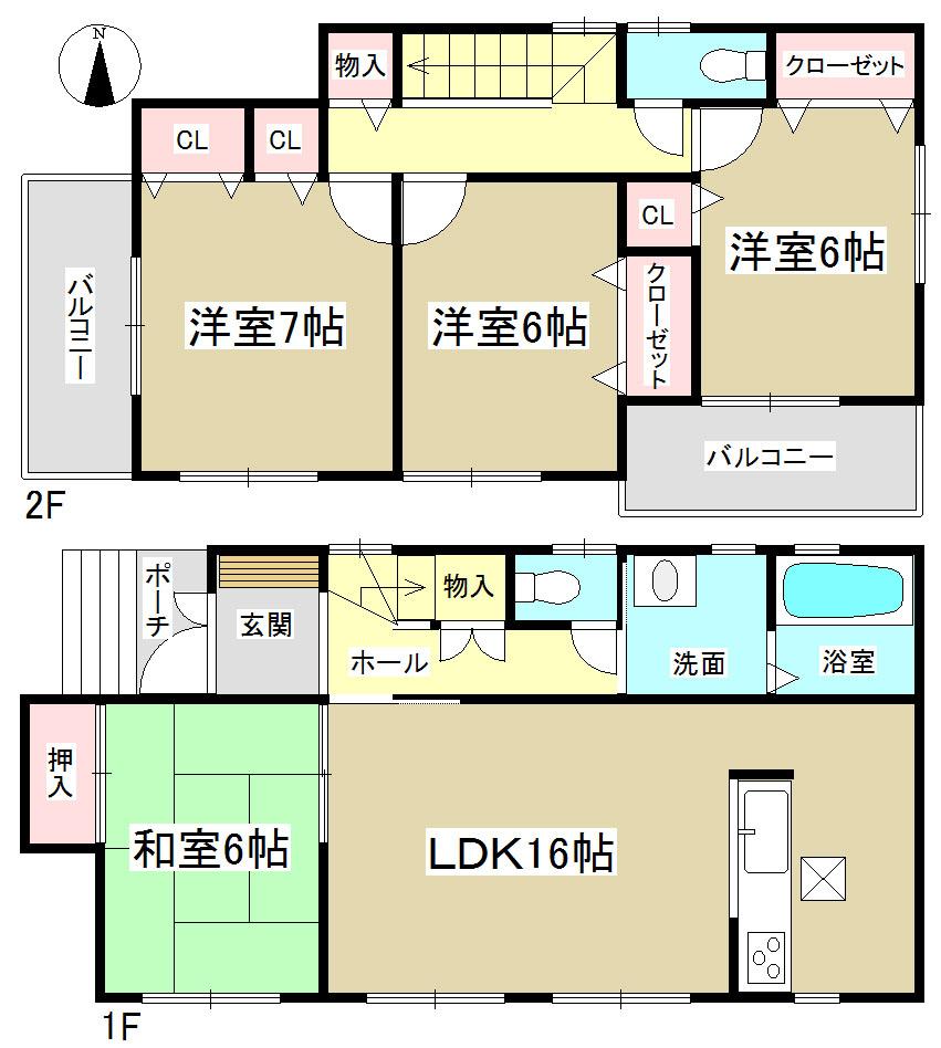 Floor plan. 27.3 million yen, 4LDK, Land area 113.2 sq m , Building area 98.42 sq m   ◆ All the living room facing south ◆ 