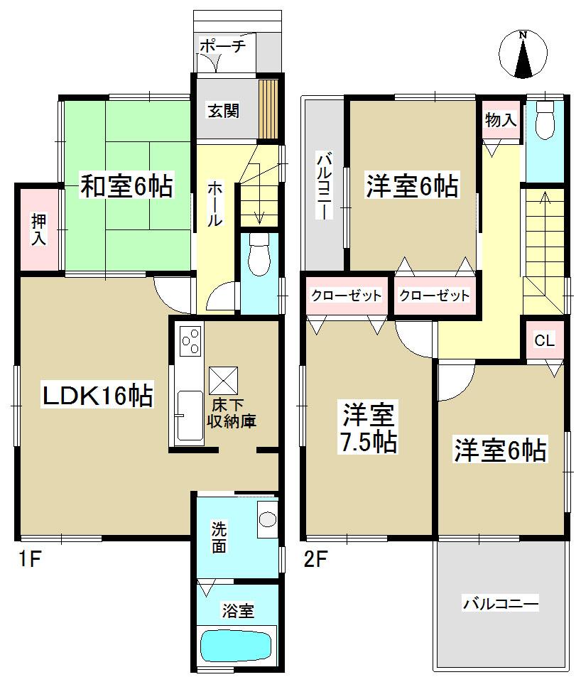 Floor plan. 26,300,000 yen, 4LDK, Land area 119.16 sq m , Building area 98.01 sq m ◆ All room 6 quires more ◆