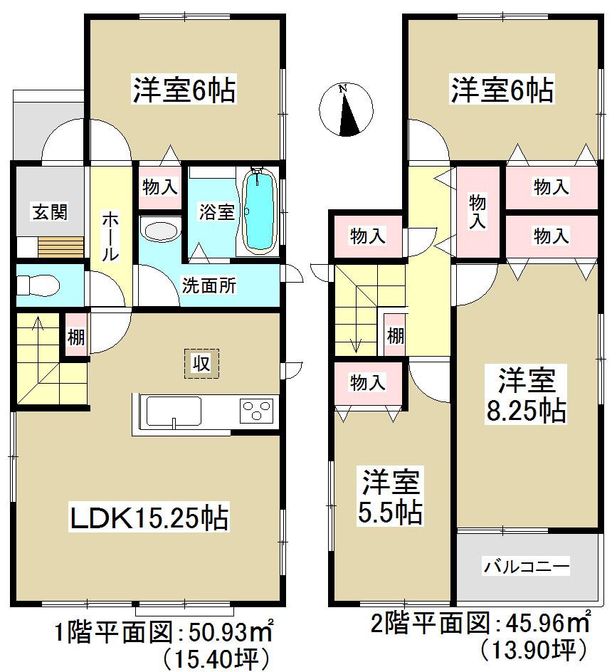 Floor plan. 25,300,000 yen, 4LDK, Land area 119.16 sq m , Building area 96.89 sq m   ◆ With south balcony ◆ 