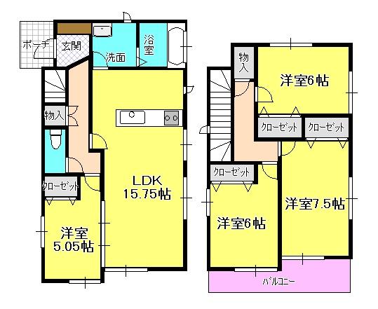 Floor plan. 23,900,000 yen, 4LDK, Land area 116.6 sq m , Building area 97.52 sq m